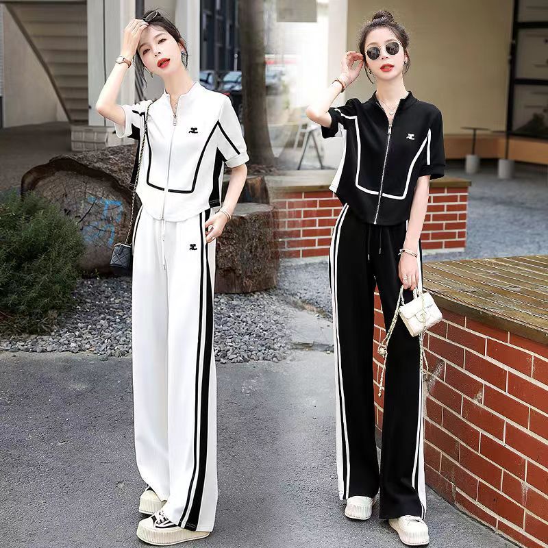 涼しく楽ちんセットアップ レディース 夏 2024夏の新作半袖トップスワイドパンツ2点セット 韓国 ルームウェア セットアップ スウェット上下セット スーツ