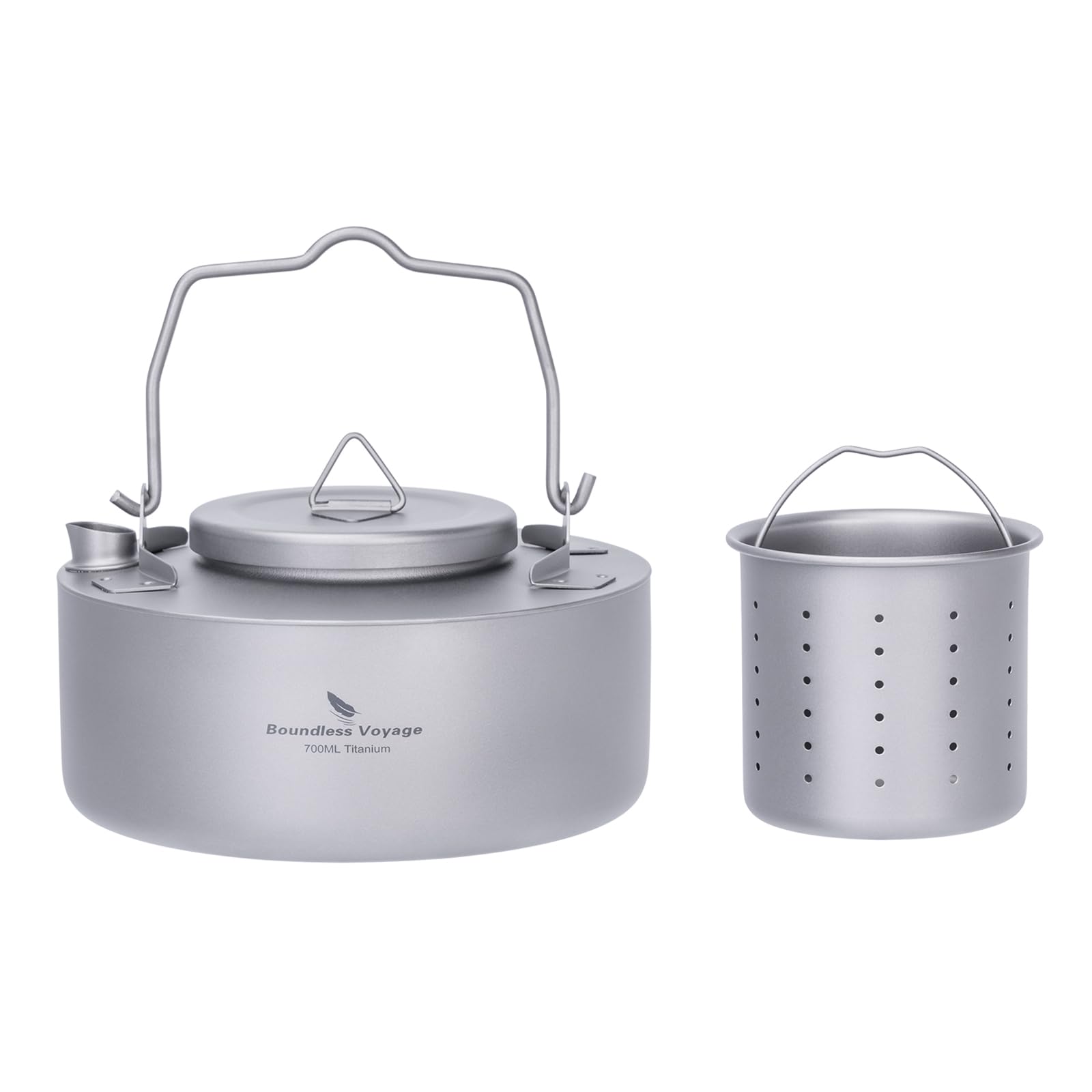 Boundless Voyage チタンティーポット 急須 茶こし付き おしゃれ かわいい シンプル 700ml 直火 耐熱 軽量 サビない 茶具 お茶 ポットお家 事務所 持ち運びに便利 茶器 旅行