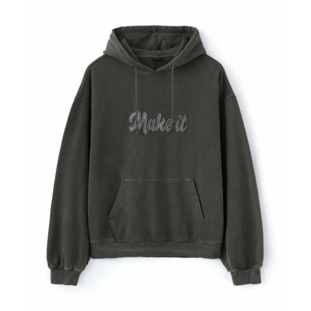 WMC Pigment Slogan Hoodie CHARCOAL GREY O-MOBAL4Z94405