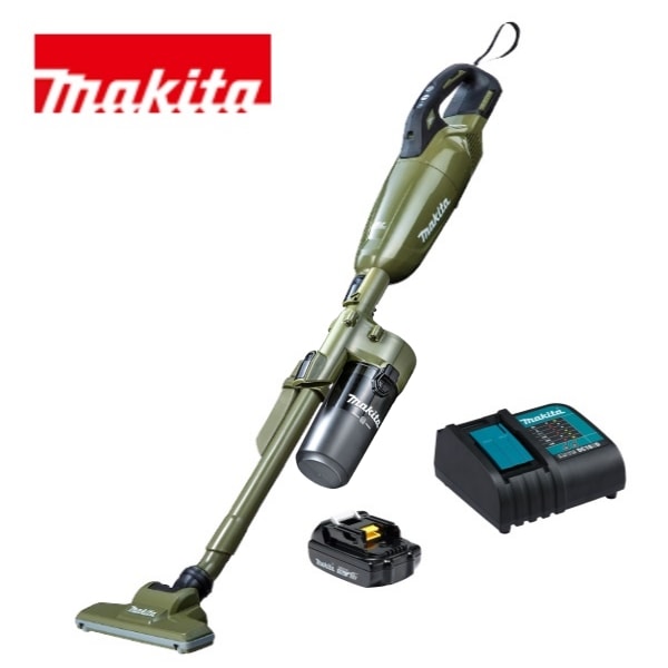 当店だけ！バッテリー充電器も1年保証! マキタ コードレス掃除機 18V カプセル式 オリーブ CL284FDZO + ショートサイクロン + 軽量バッテリー + 静音充電器 充電式 クリーナー
