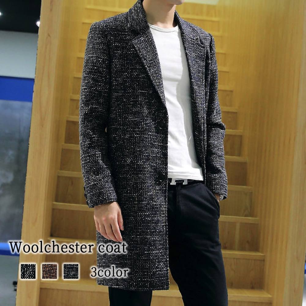 チェスターコート メンズ ウールチェスターコート 40代 ロング 大きいサイズ ウール 秋 ハーフコート ブランド ジャケット 黒 グリーン ピーコート 冬 暖かい トレンチコート ロングコート アウ