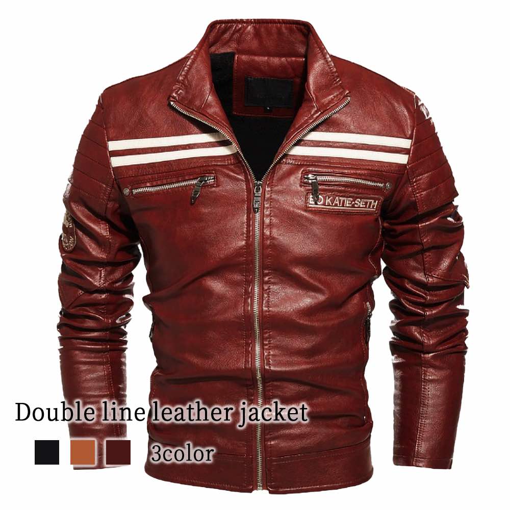 ライダースジャケット メンズ ダブルラインレザージャケット 春 Tシャツ 着こなし セール 厚手 40代 ジャケット 黒 レザー アウター ライダース ブランド 秋 革ジャン バイク 革 おすすめ お 6,324円