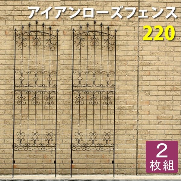 ガーデンフェンス ローズフェンス アイアン 差し込み 埋め込み式 ハイタイプ 幅62 高さ220cm 2枚組