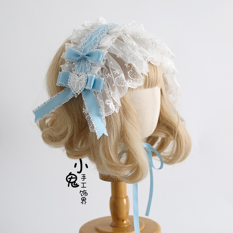 【1点ご購入 で10点プレゼントいたします】ブルーロリータリボンヘアピンハットヘアアクセバレエ風