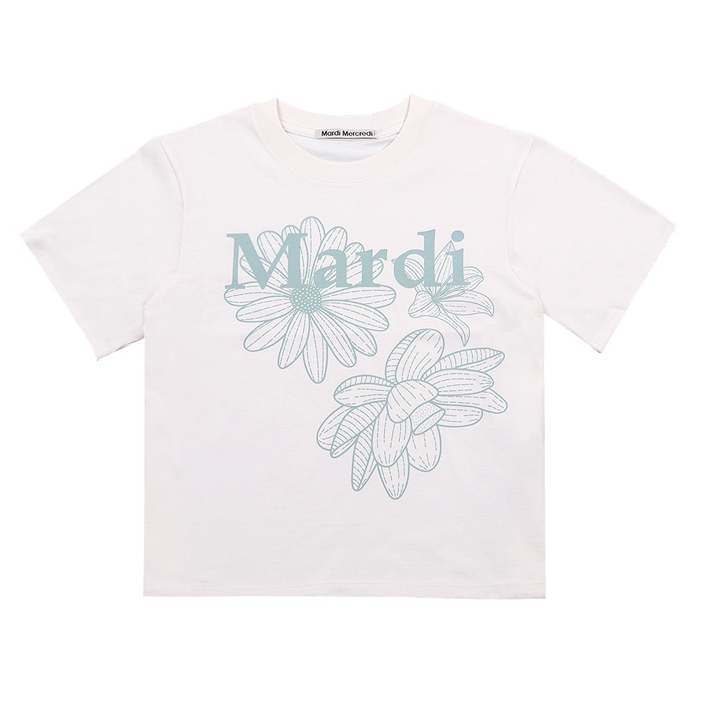 Tシャツ SLIM TSHIRT TRIPLE FLOWER CREAM MOSSGREEN 半袖 レディース 韓国 ファッション アパレル