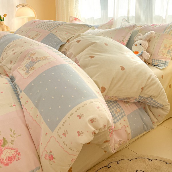 漫画オールコットン4ピースセット2025スプリングピュアコットンベッドディングカバーナントンベッドドミトリーキルトカバースリーピースセット