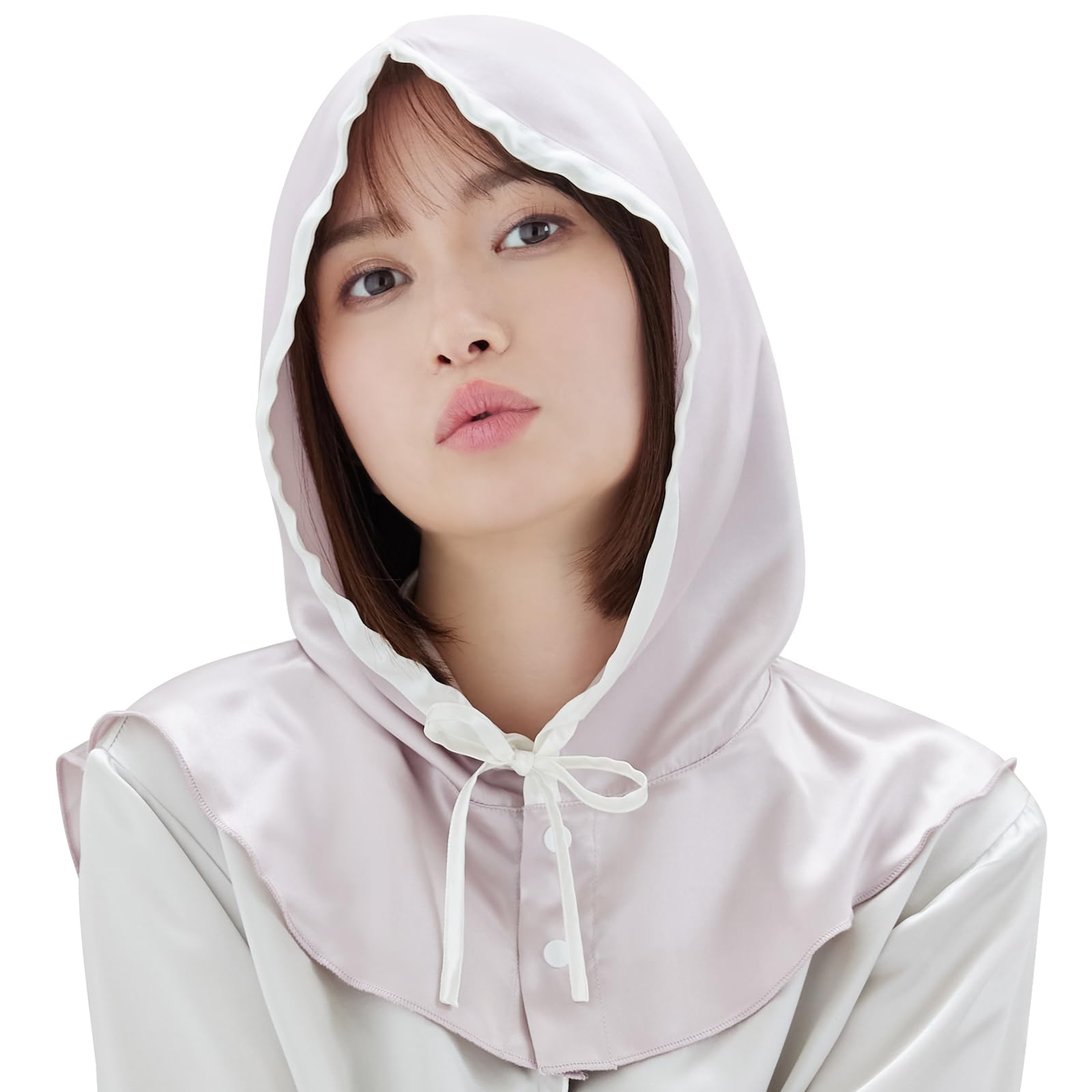 [Utukky] シルク ナイトキャップ 冷感 シルクキャップ ヘアバンドターバン シルク100% 帽子型 フードデザイン ボタンロープタイプ 朝まで脱落なし ロングヘアショートヘア用 ナイトフーその他 アウター