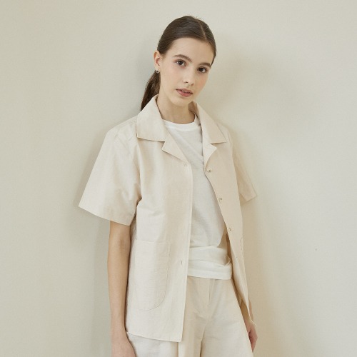 Linen Half Shirts Jacket [LIGHT BEIGE]