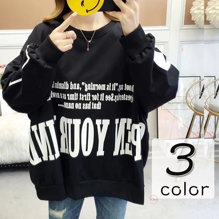 tシャツ レディース 大きいサイズ ビッグtシャツ 英字柄 薄手トレーナー ドロップスリーブ カット
