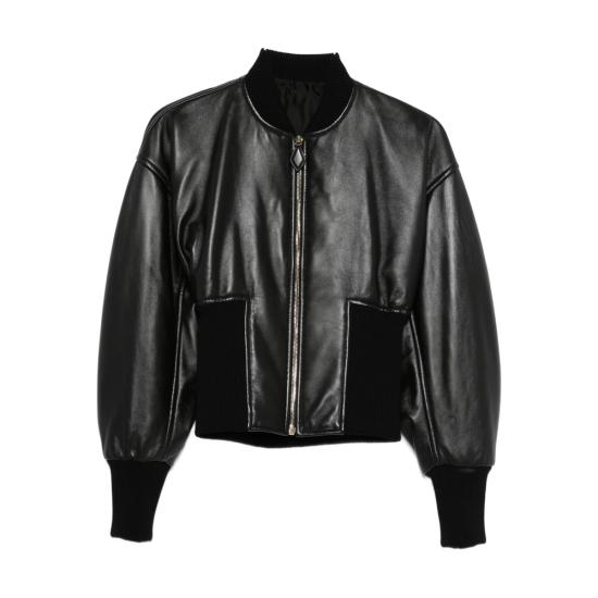 ALAIA Women Leather Jackets AA9V1236C228C 995 BLACK