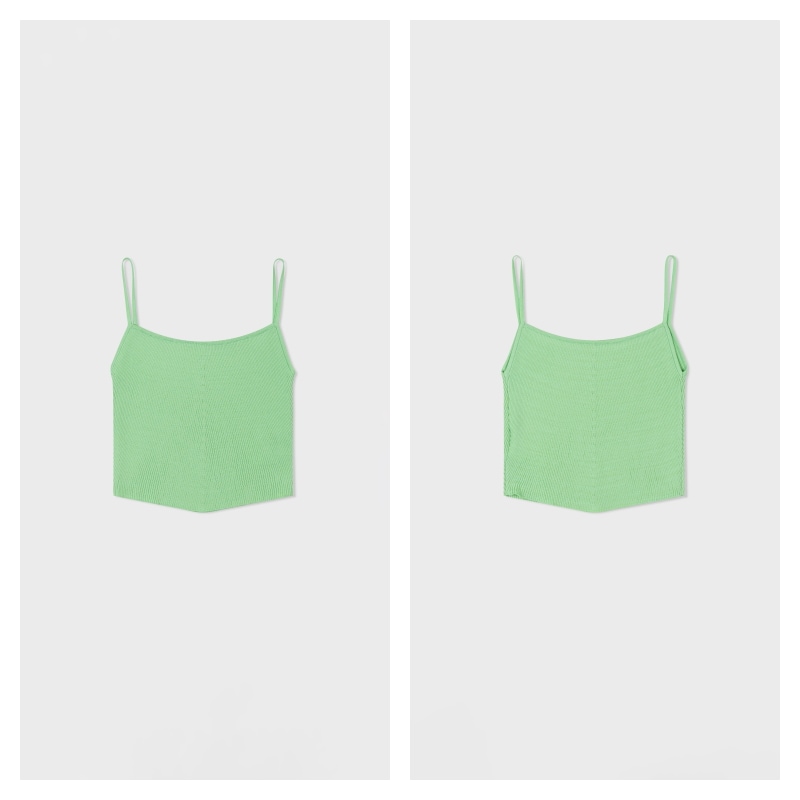 【LOW CLASSIC】 KNITTED SLEEVELESS CROP TOP : LIGHT GREEN