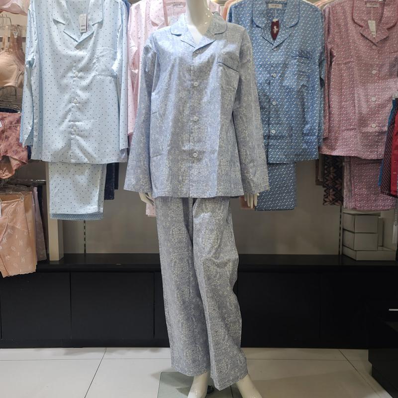 高級感のある肌触りのプレミアム綿100％花柄パジャマ[VPAA208M]-BU_BP