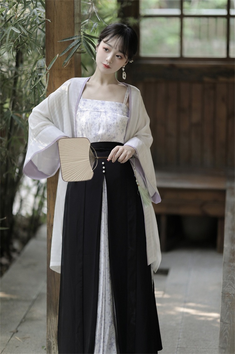 早い者勝ち 中華風 春秋 スリム コート トップス オリジナルデザイン 改良漢服 肌にやさしい ベアトップ ロングスカート 3点セット 気質