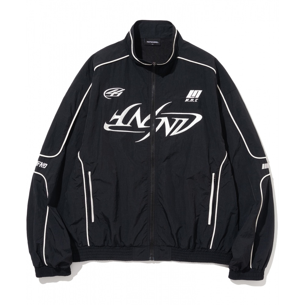 NOT4NERD トライバルロゴナイロンレーシングジャケット-ブラック 12,300円