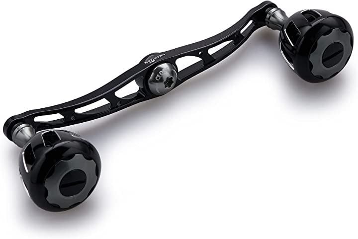 130mm リール ハンドル 32mmノブ搭載 シマノ ダイワ アブガルシア 通用 ベイトリール Wheel Series 527( ブラック(ハンドル)＆ブラック/ガンメタル()