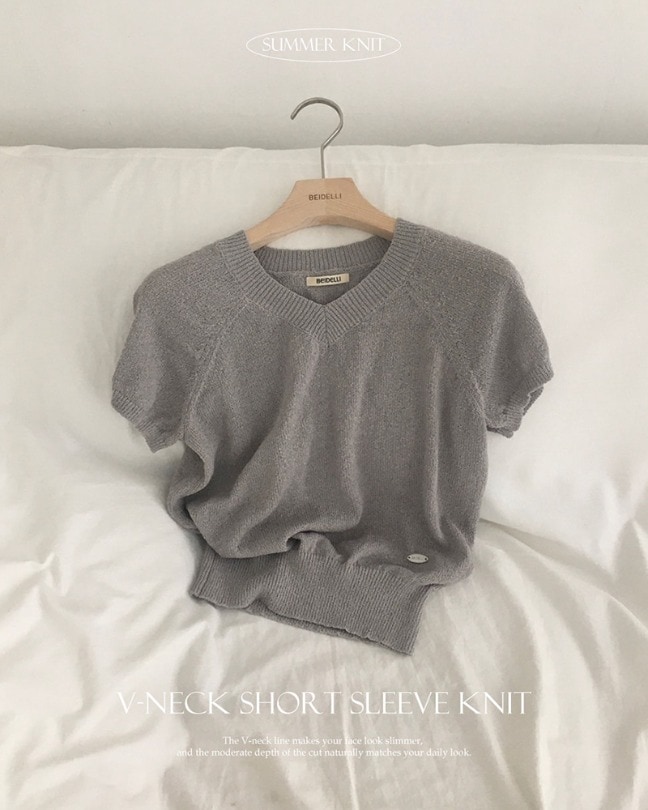 [MADE] NewオーブVネックリネン半袖ニット nt1306