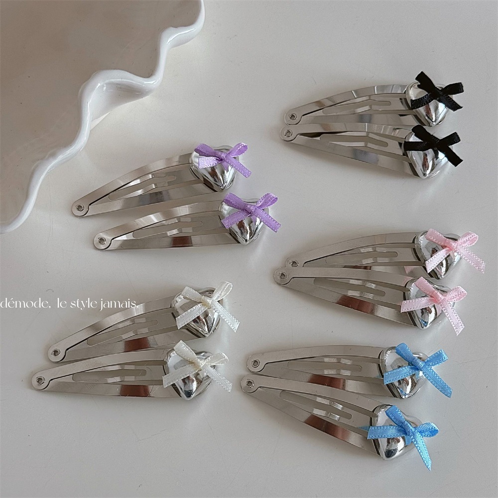 シルバーラブリボンベーシックBBク絶妙な合金ヘアピンサイドク西洋スタイルのシンプルなヘアピントップクヘアアクセサリー