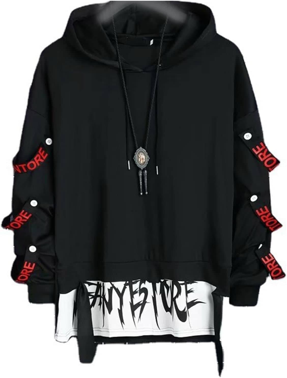 フードパーカー メンズ 春秋 プルオーバー 長袖 アウター レイヤード風 フード付き カップル ヒップホップ ストラップ 原宿 軽い 柔らかい 個性的 スウェット 通学 運動 アウトドア 贈
