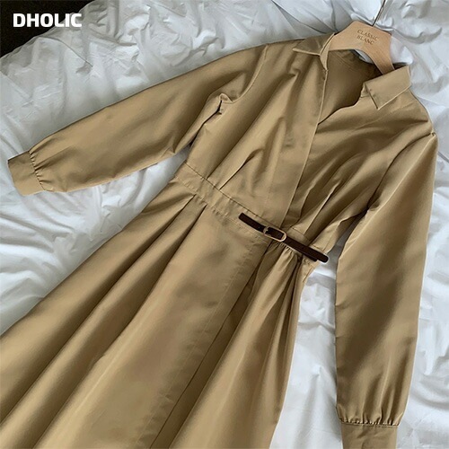 [メガ割りSALE]トレンチベルトラップAラインワンピース