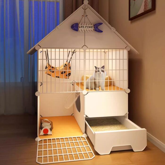 【期間限定特価】キャットケージ 3スタイル 2段 3段 組み立て 収納 ケージ 猫ケージ トイレ付き 引き出し式 留守番 脱走防止 保護 ねこ キャット ネコ ペット用品 大型 頑丈 猫ハウス かわい