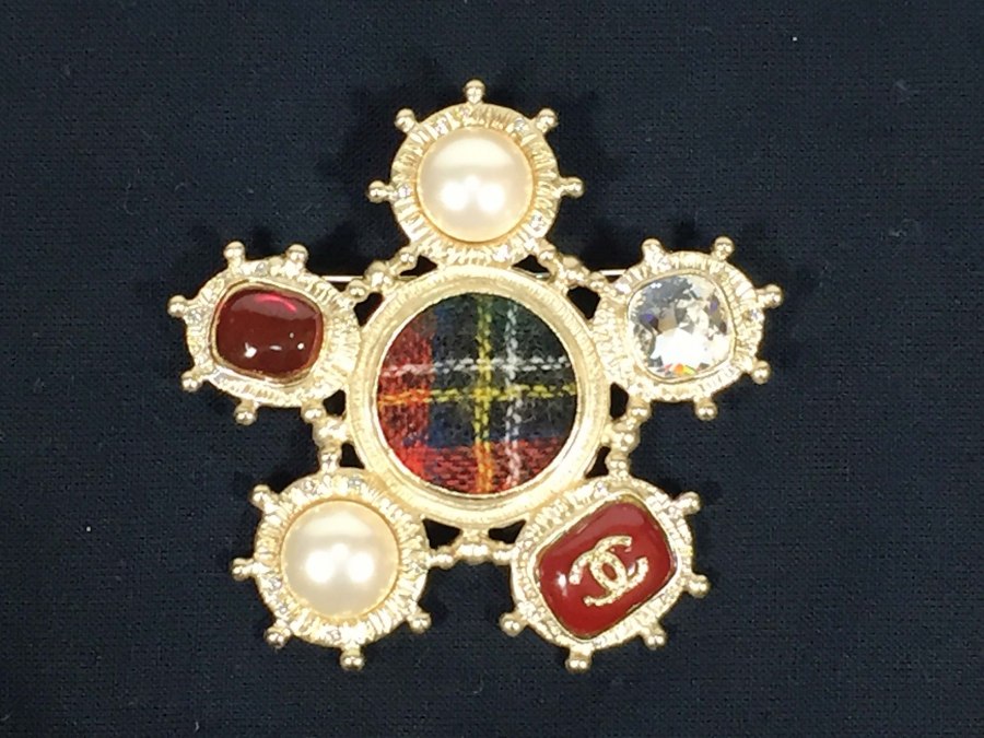 ブローチ A13A シルバー パール ストーン 中古品