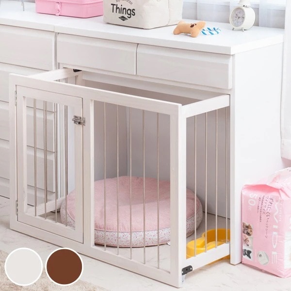 ペットケージ 家具調 スライド式サークル 天然木 幅90cm ペットサークル ケージ ハウス ペット ペット用品 ゲージ 日本製 完成品 木製 収納 引き出し 省スペース 小型犬 中型犬