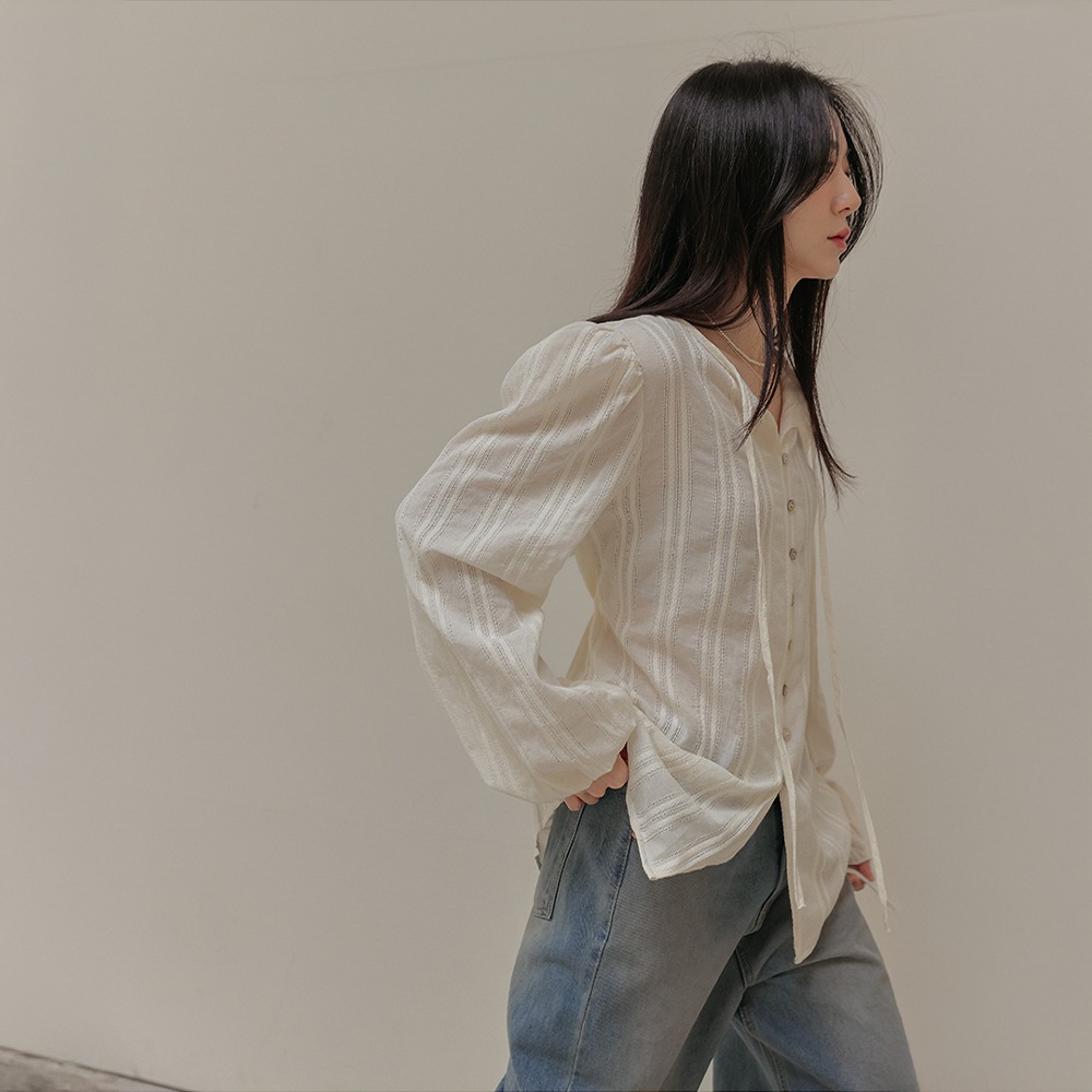 ビロンドコットンレースストラップブラウス - 2タイプ