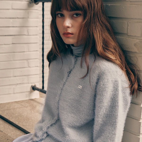 HAIRY LOGO CARDIGAN GRAY