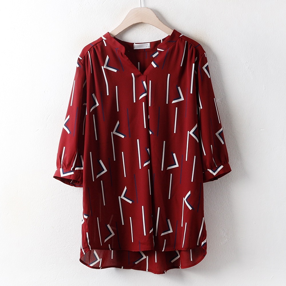 服韓国服ファッション大きいサイズアート配色ブラウスCO2819M807 real bigsize korea fashion