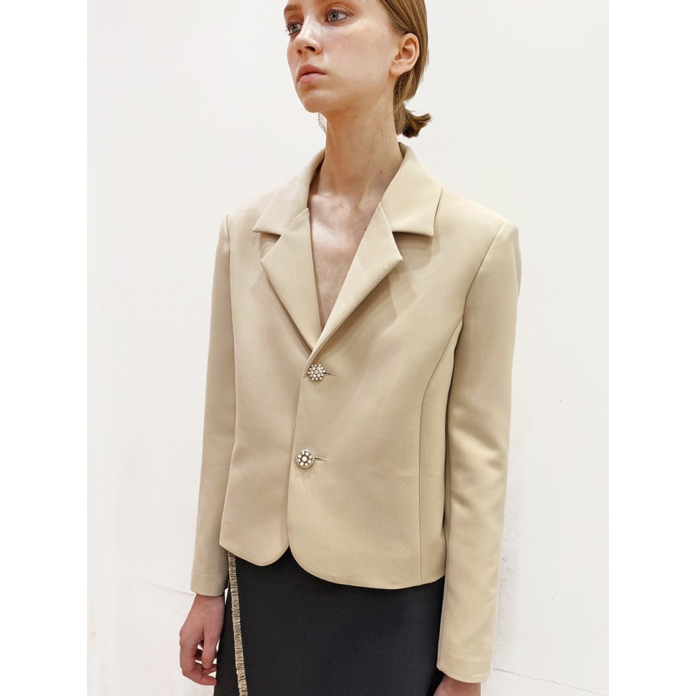 DAMAGE MNEMONICパールクロップベージュジャケット