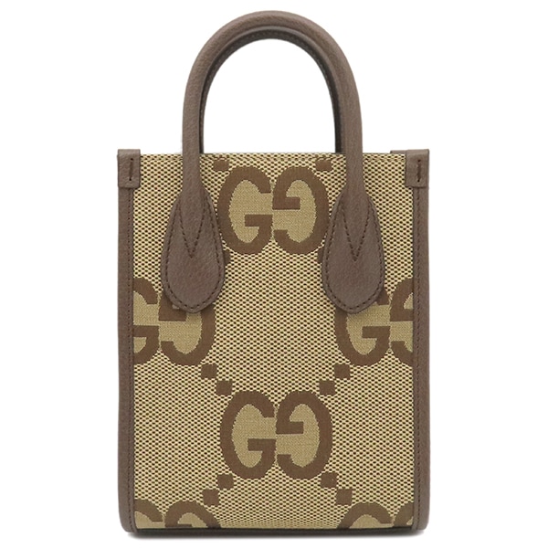 グッチ GUCCI 2WAYバッグ ミニトート ジャンボGGキャンバス ベージュ ゴールド金具 新品 未使用 茶 シェリーライン 699406 【保存袋】【中古】