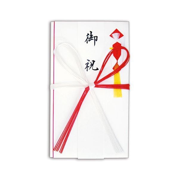 （まとめ）赤白7本 花結 金封 高級和紙 短冊付 NO.2653 1セット（10枚） [x3セット]