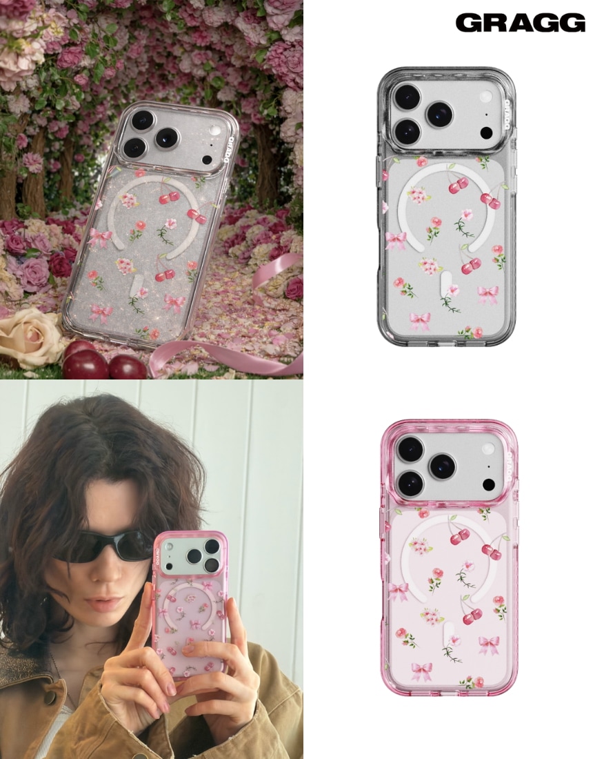 韓国限定 韓国人気 SNS流行 トレンド アクセサリー iPhone 17 MAGSAFE LAYERS FRAME CASE SCATTER FLOWER (2色)