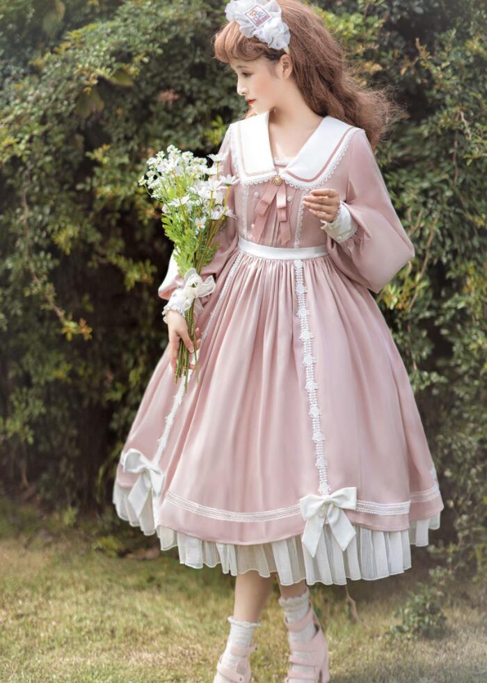 長く使える設計！Lolita系/長袖/opワンピース　jsk　日常　写真　舞台　変装/ロリータ トップス 萌え レディース ゴスロリ ロリータファッション　変装　トップス 吊りスカート花嫁洋服　ティア