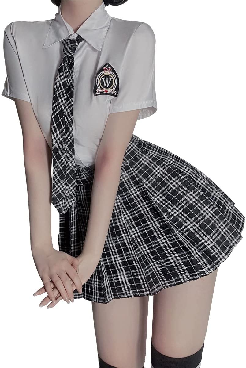 制服コスプレセクシー (ギャル JK 仕様 スクールシャツ + 制服スカート +スクールネクタイのセ