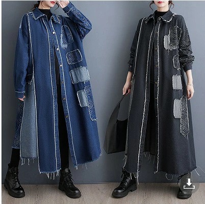 数量限定品コート ブルー/ブラック2色展開 【大きいサイズ レディース ロング ジャケット アウター 上着 ハンガー ロング丈 春夏 coat】