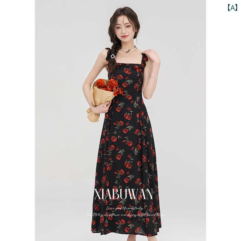 レディース ファッション 夏 海辺 花柄 スカート 夏 ティーブレイク フレンチ ドレス ロング スカート