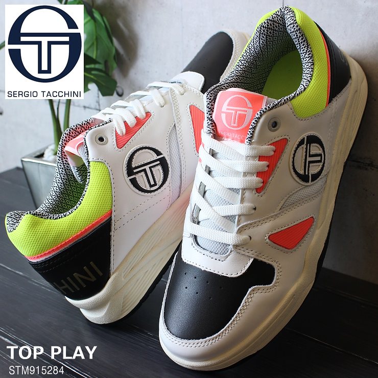 セルジオ タッキーニ スニーカー SERGIO TACCHINI TOP PLAY STM915284 WHITE/NEON COLORS トッププレイ レザースニーカー メンズスニーカー 大人スニー