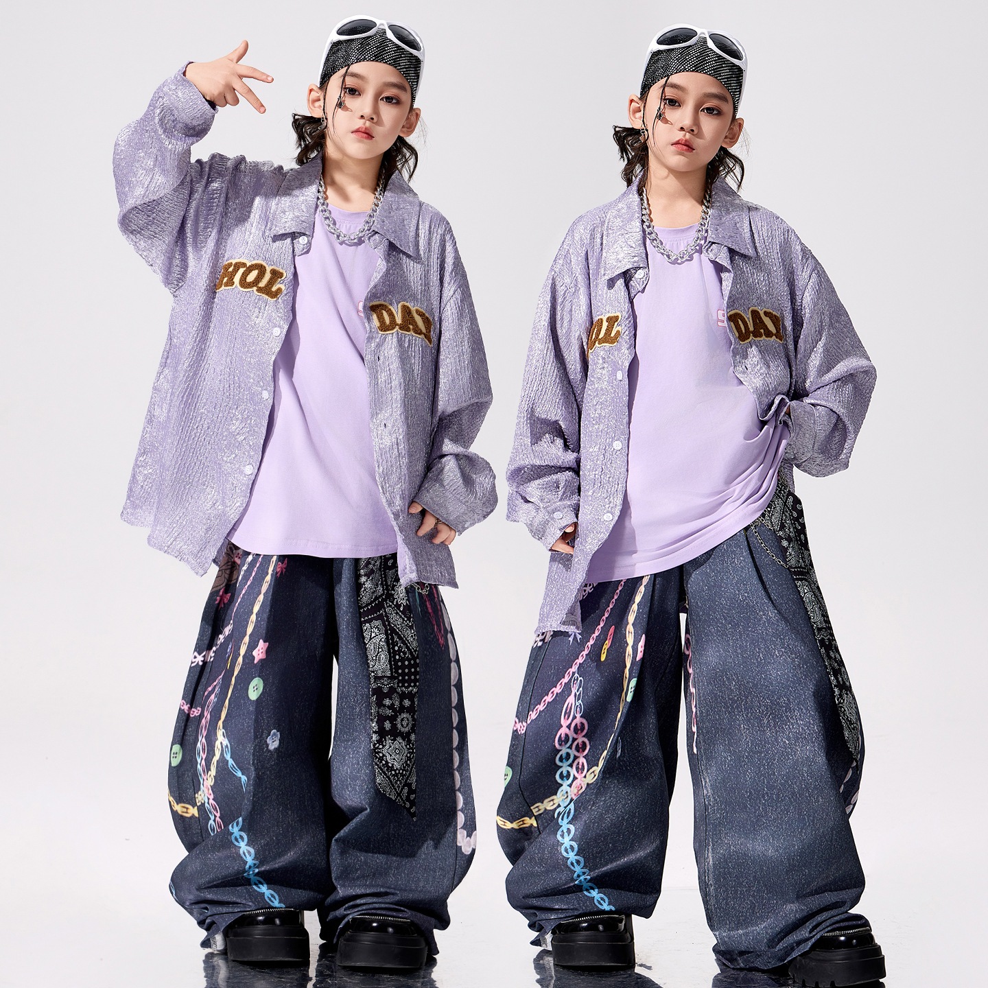 ストリートダンスファッションウェア 男女兼用 男の子用ヒップホップ ジャージ セットアップ ストリートパフォーマンス衣装 子供用クールなパフォーマンスウェア ドラムセット