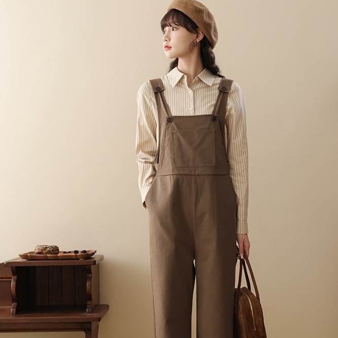 ボトムス パンツ サロペット ロング ロング丈 かわいい 大人可愛い シンプル カジュアル おしゃれ お洒落 かっこいい レトロ 大人女子 こなれ感 ラフ ラブリー キュート ガーリー ルーズ 無地