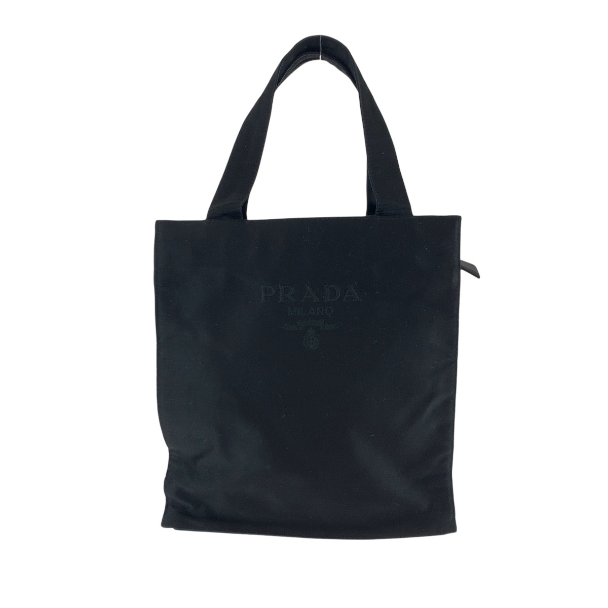 美品 ロゴ ブラック 黒 シルバー金具 サテン ハンドバッグ トートバッグ レディース 502059