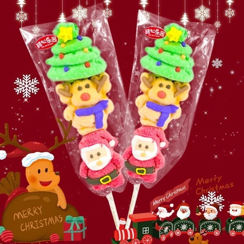 クリスマスイブにぴったりの紐に通したクリスマスマシュマロかわいい漫画の形ミックスフレーバー お菓子 大人 子供 誕生日プレゼント