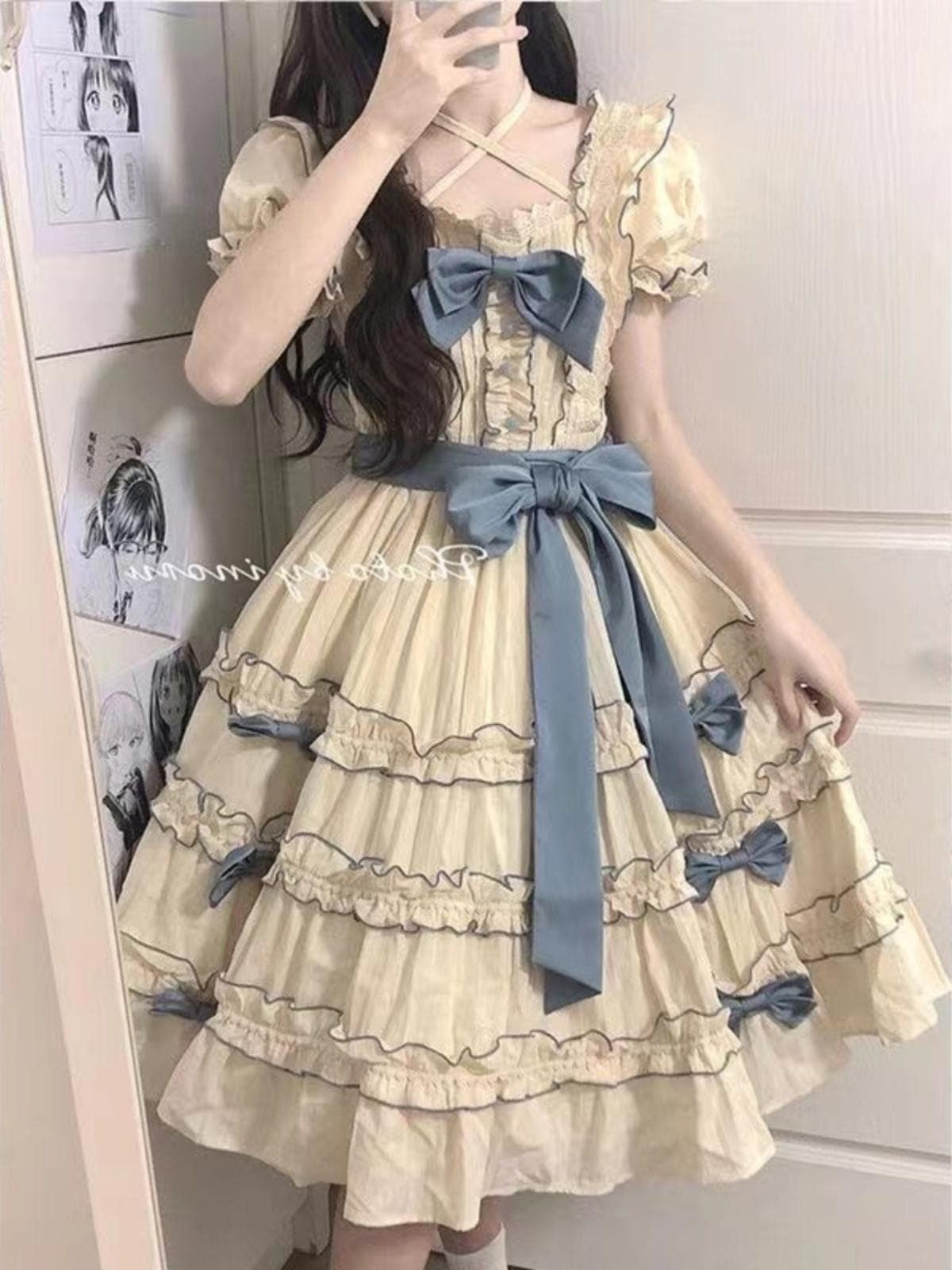 ロリータ コスプレ 新作 夏 ロリータ ワンピース ポンポンスカート 蝶結び 洋服