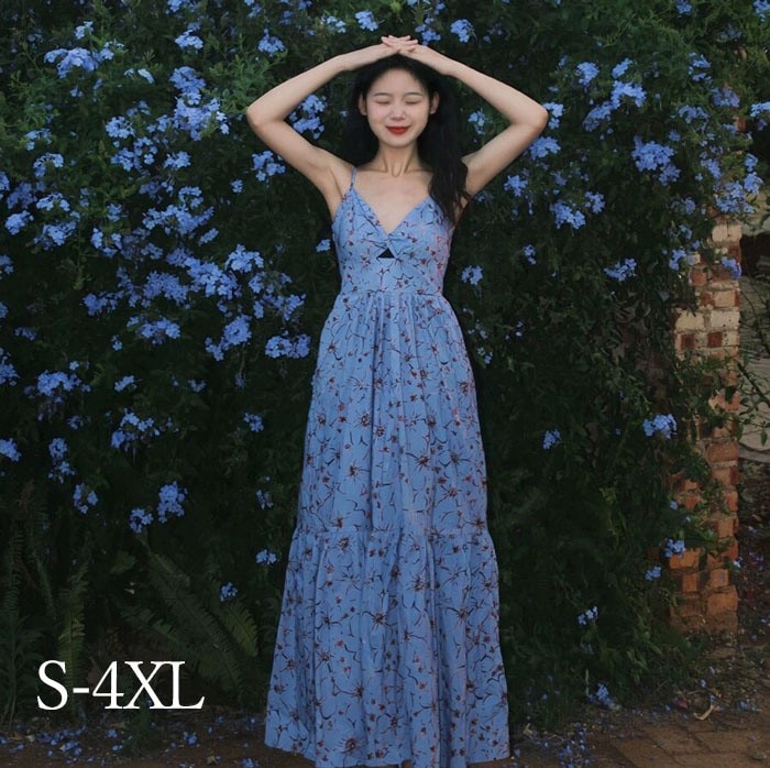 キャミドレス ワンピース レディース きれいめ 上品 リゾート ビーチ フレンチ Vネック プリント サスペンダー バックシャン Aライン ハワイ 沖縄 旅行用 大人 可愛い お洒落 花柄 シャーリ
