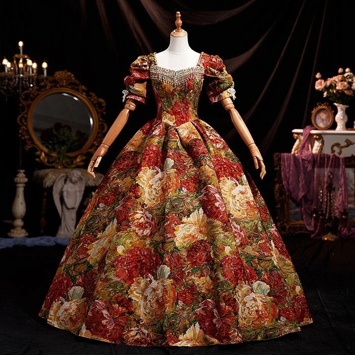 新作 貴族 ドレス 油絵風 お姫様 衣装 カラードレス ロング 宮廷 王族服 お嬢様 舞台衣装 復古 ジュリエット ヨーロッパ ステージ衣装 オペラ声楽 撮影 西洋ドレス レディース ロングドレス 貴 14,351円