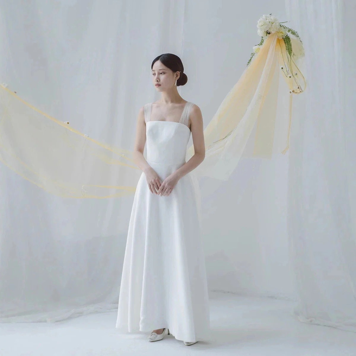 ワンピース 二次会 結婚式 成人式 パーティードレス 前撮り ロングドレス サイズオーダーメイド可能 50 ウェディング お呼ばれ 花嫁 白 【縁.愛】ウェディングドレス 演奏会