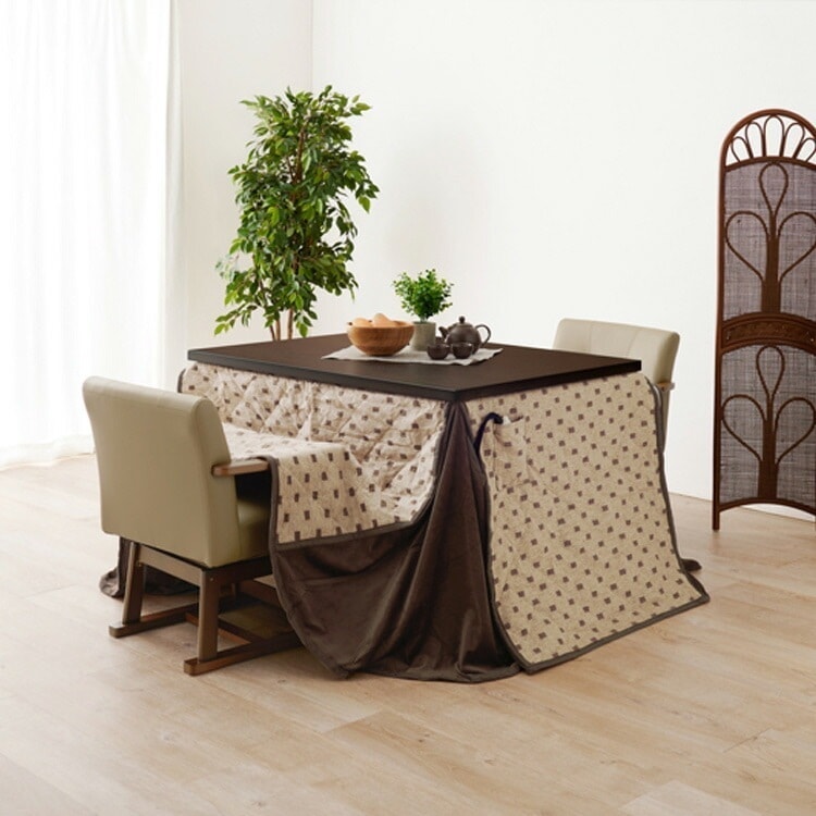 【目玉商品】ダイニングコタツ・ふとん・チェア４点セット KOT-7311DBR-105+ﾄﾙﾀ+KC-7589DBR (代引不可)(TD)