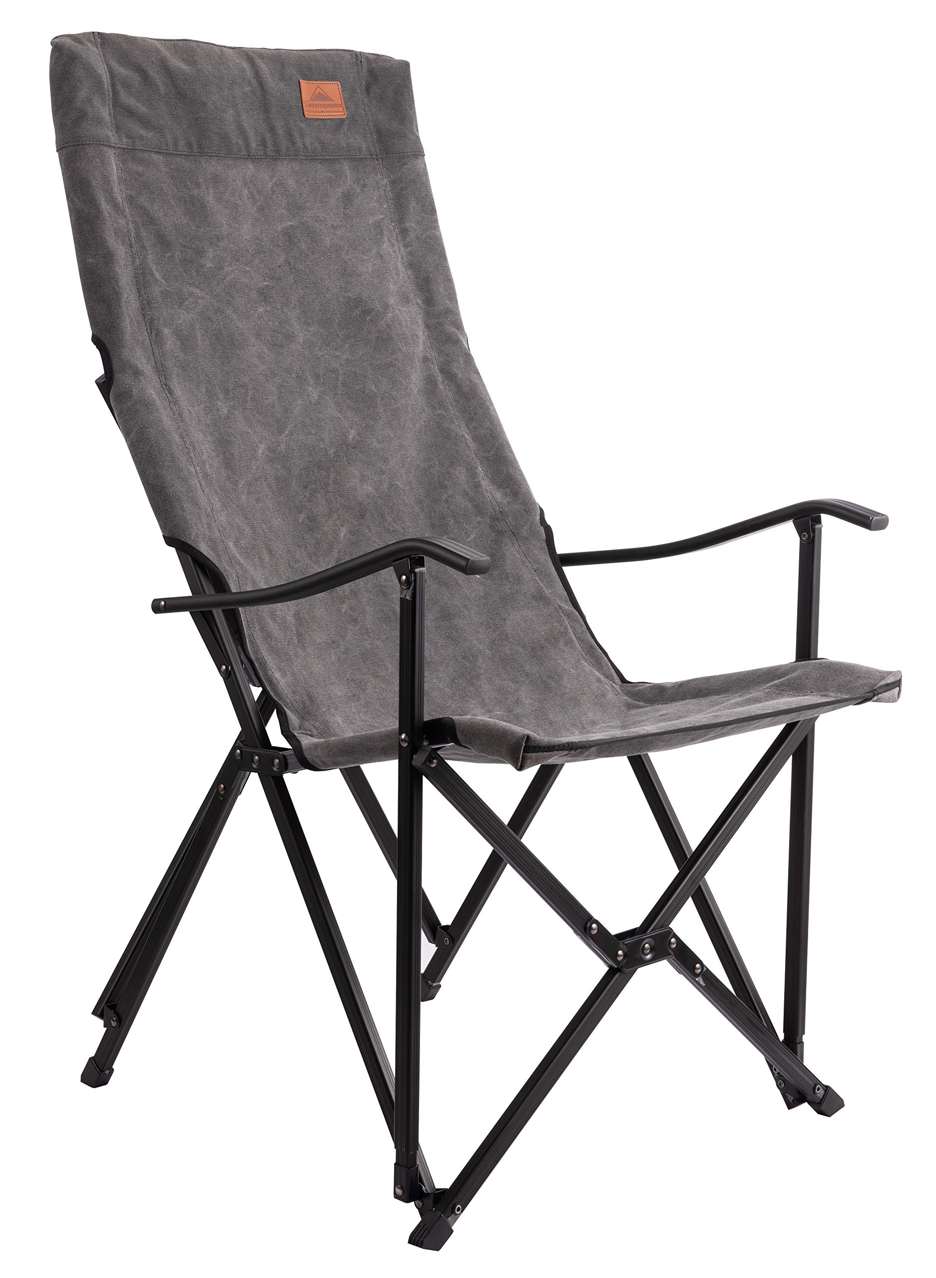 キャンピングムーン（CAMPING MOON） ハイバックチェア キャンプ アームチェア 折畳チェア リラックスチェア グレー色 ロングサイズ F-1001C-H