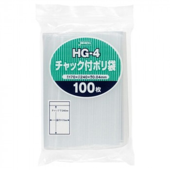 ジャパックス チャック付ポリ袋 HG-4 透明 100枚×35冊 HG-4
