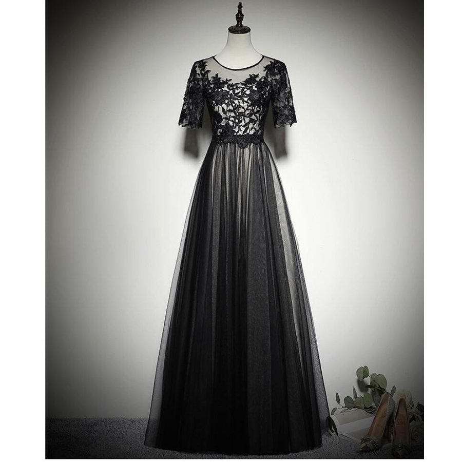 袖あり Aライン パーティードレス ロングドレス 結婚式 二次会 衣装 舞台 披露宴 演奏会 発表会